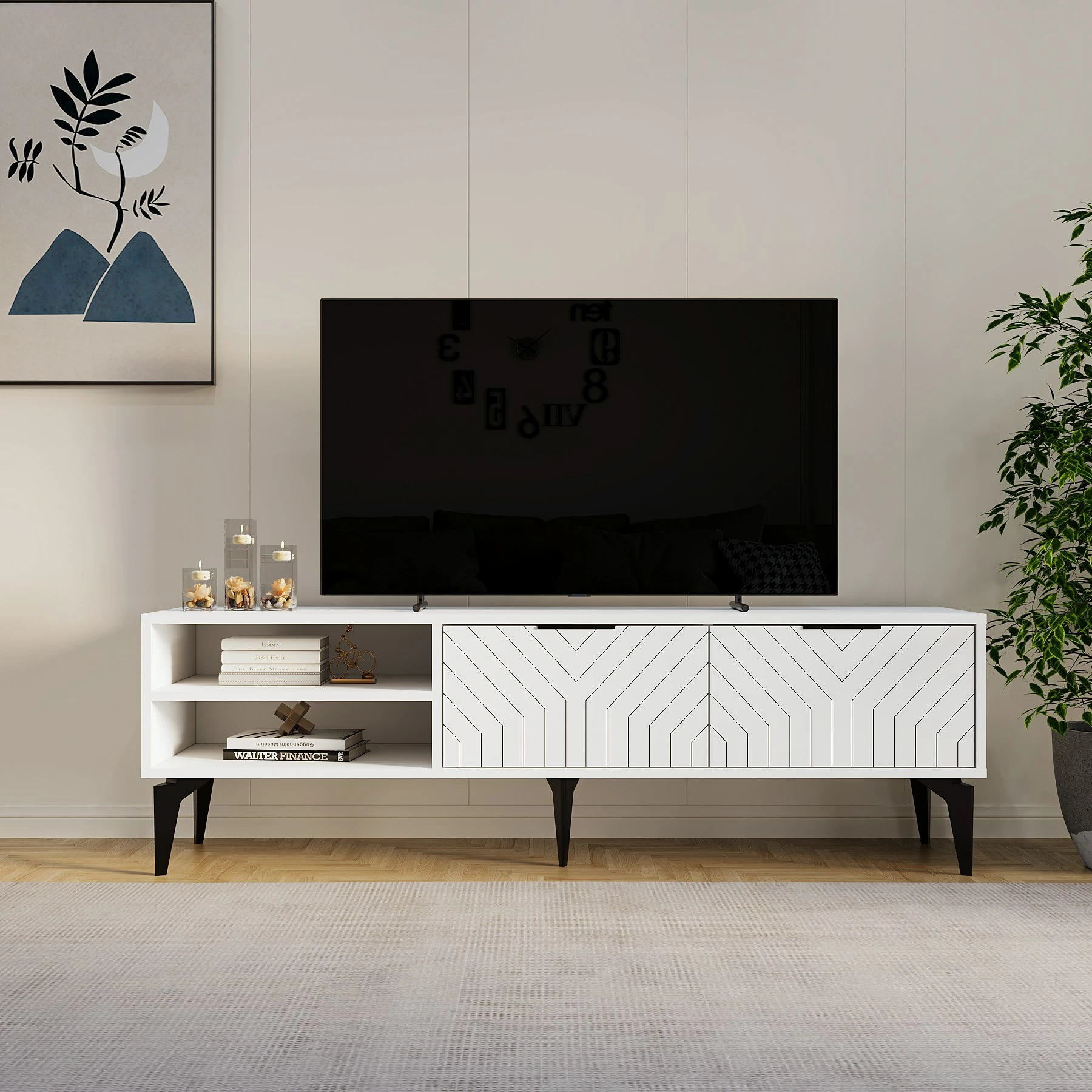 Komodë TV Skye Decor Regina, e bardhë