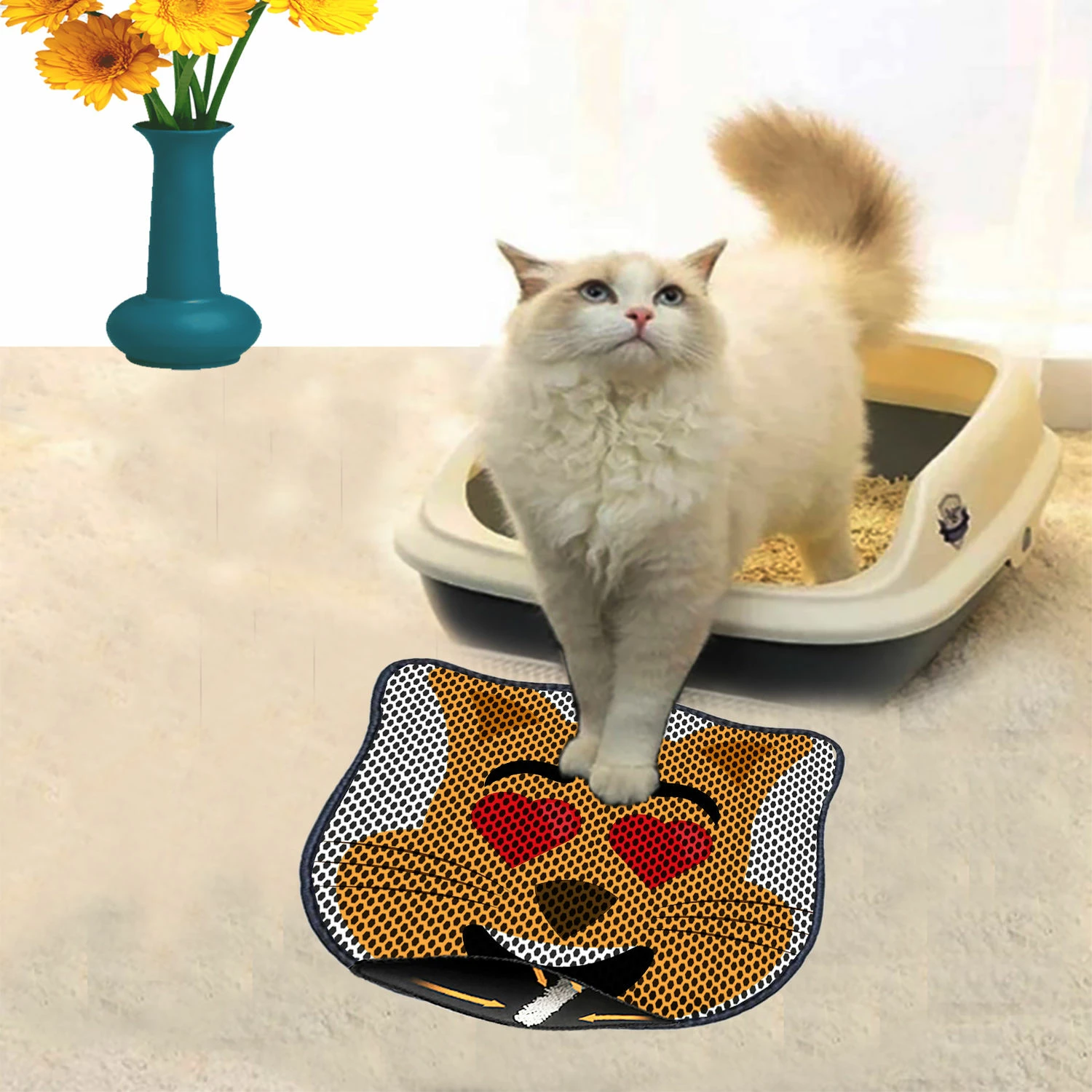 Tapet për rërë maceje, Paws & Whiskers, Kdkafa0189, shumëngjyrësh