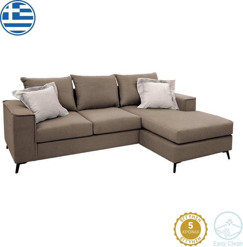 Divan qoshe i kthyshëm, ngjyrë mocha-krem, 240x165x95 cm