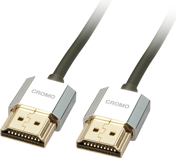 Kabllo HDMI Lindy CROMO Slim High Speed, 2m, 4K@60Hz, Ethernet, e zezë