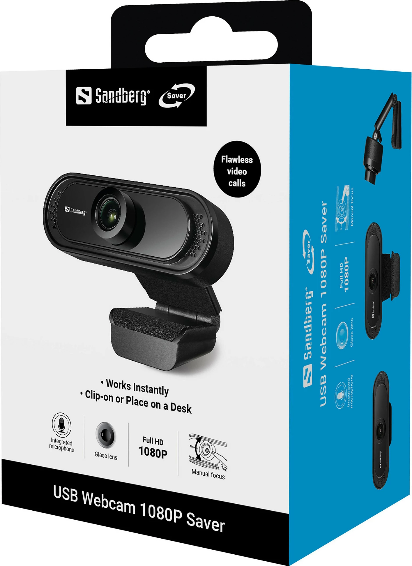 Webcam Sandberg USB Webcam 1080P Saver, Full HD 1080p 30fps, me mikrofon, e zezë