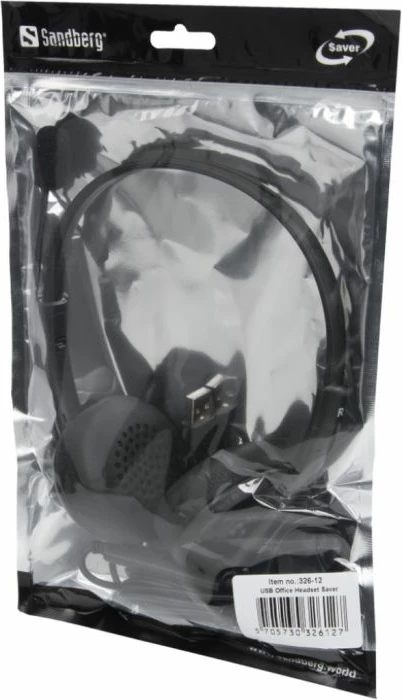 Kufje SANDBERG USB Office Headset Saver 326-12, USB-A, me mikrofon, kabllo 1.5 m, zi