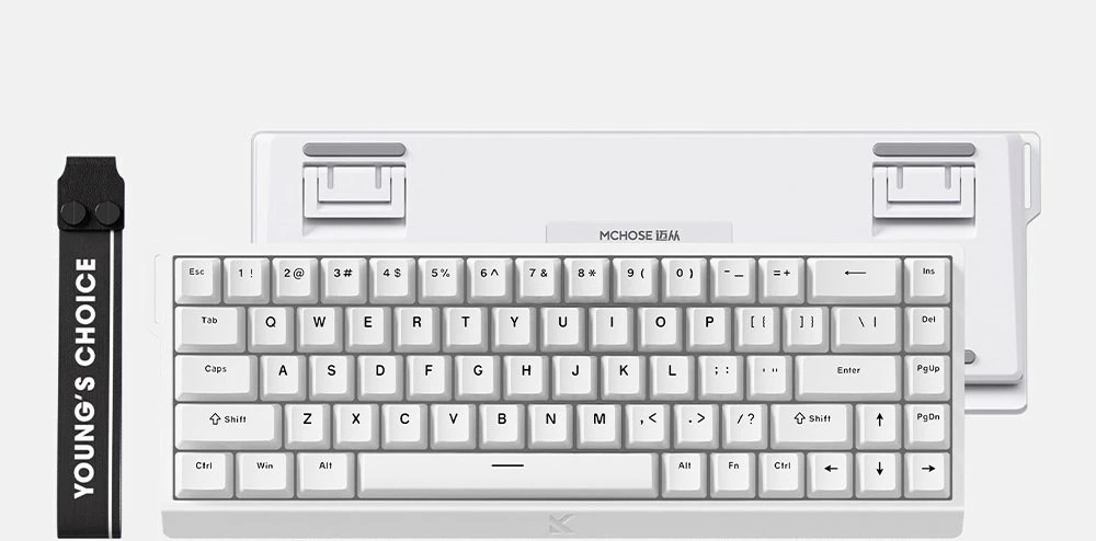Tastierë gaming MCHOSE MC-Ace68-15 65% USB RGB, switch magnetik Ice Blue, US layout, e bardhë