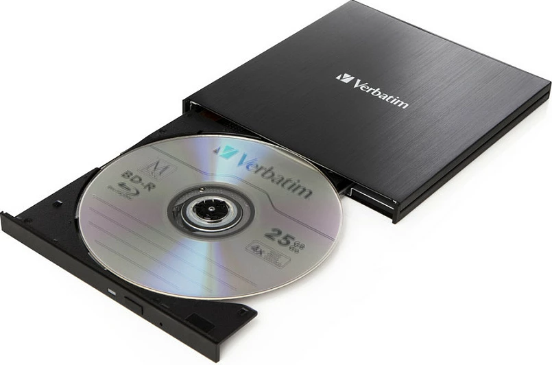 Drive i jashtëm Blu-ray/DVD Verbatim 43888, top-loading, USB-A në USB-C, i zi
