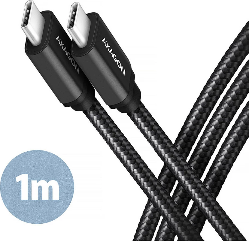 Kabëll USB-C Axagon BUCM3-CM10AB, USB 3.2 Gen 1, 1m, i zi