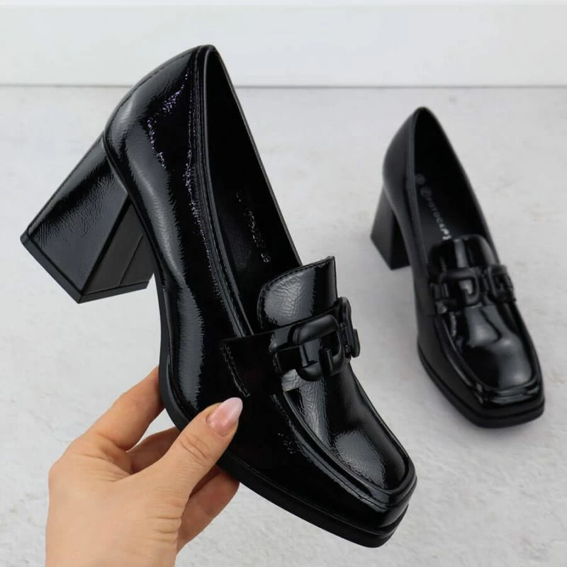 Këpucë me taka Potocki femra, të zeza