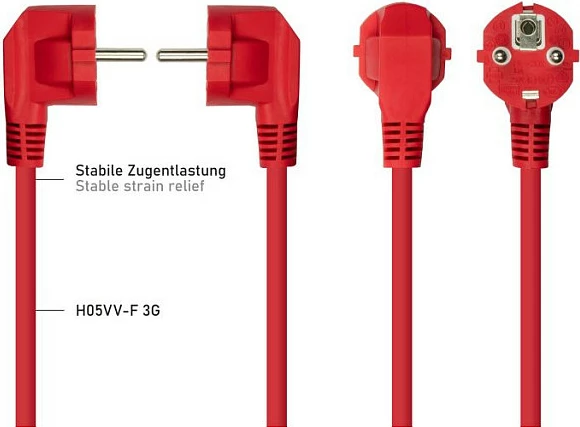 Kabllo rryme Kabelmeister, Schuko Tip E/F në IEC C13, e kuqe