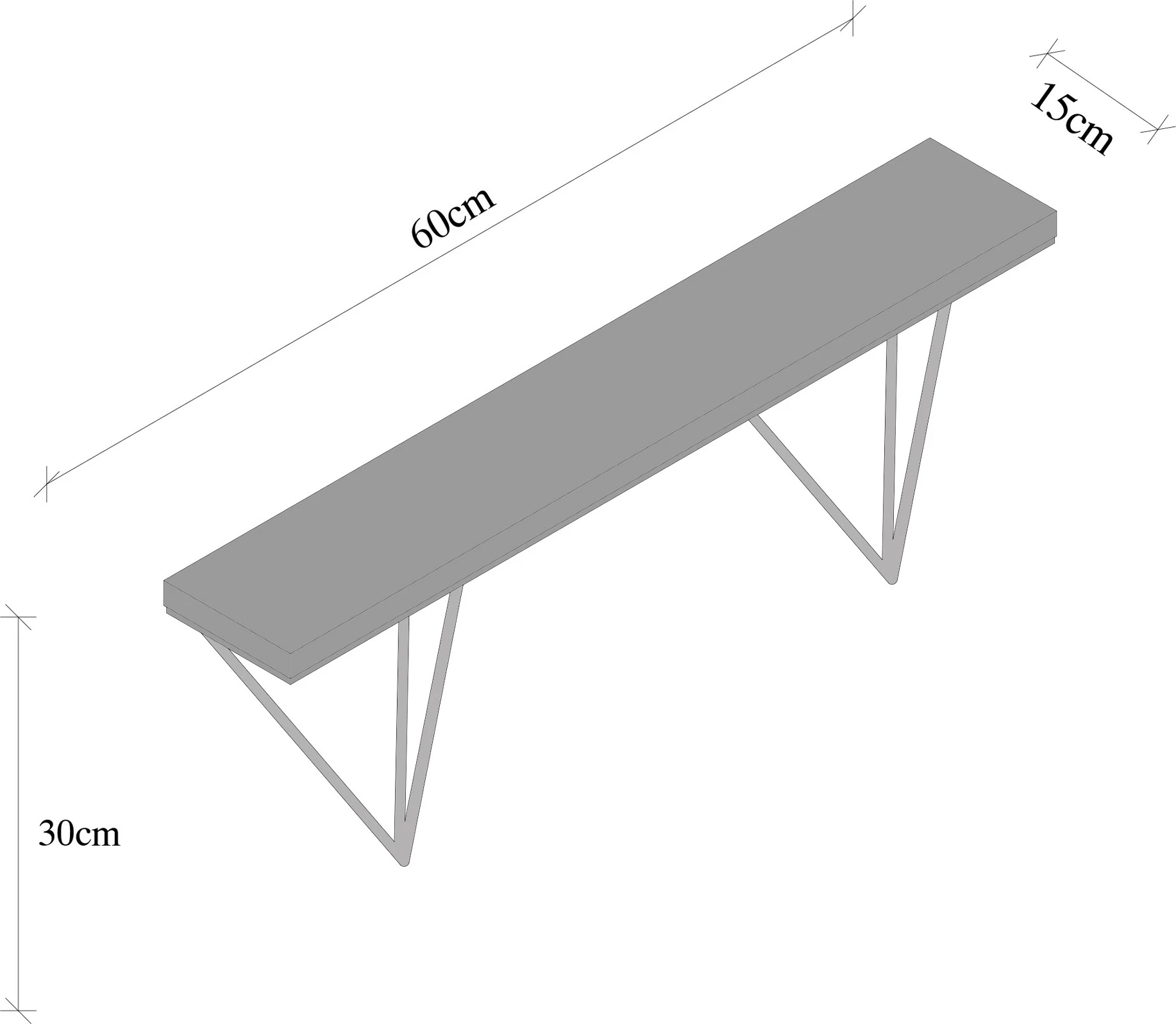 Raft muri industrial, dru bredhi, kornizë metalike, ngjyrë e zezë dhe arre e errët, Gladiolus, 60x30x15cm