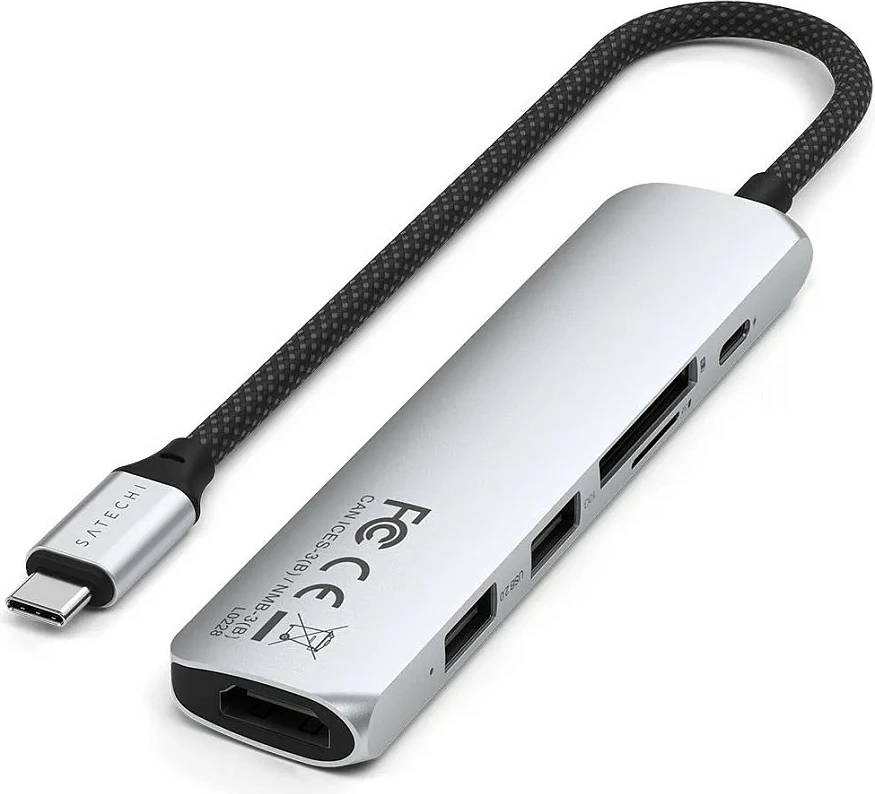 Hub USB-C Satechi Slim Multi-Port 6-në-1 ST-P6SS, argjendtë