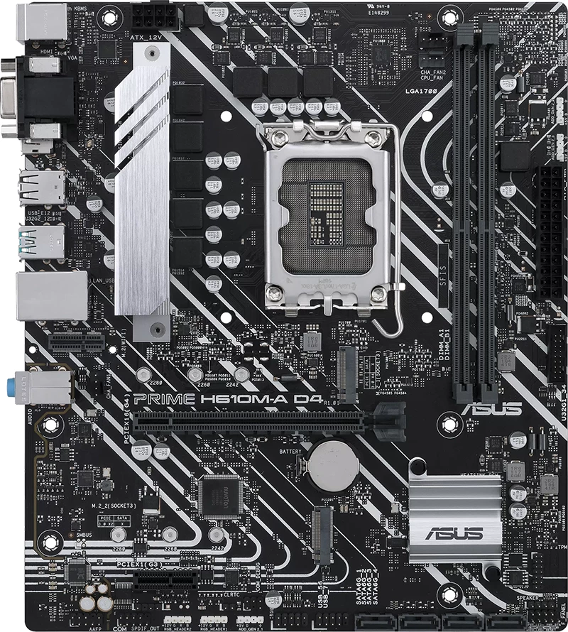 Pllakë amë ASUS PRIME H610M-A D4-CSM LGA1700 mATX, DDR4 2xDIMM, 2xM.2, 4xSATA, PCIe 4.0, 1GbE
