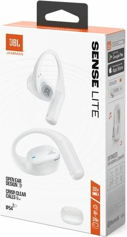 Kufje JBL Sense Lite True Wireless, 32 orë, IP54, me kuti karikimi, të bardha
