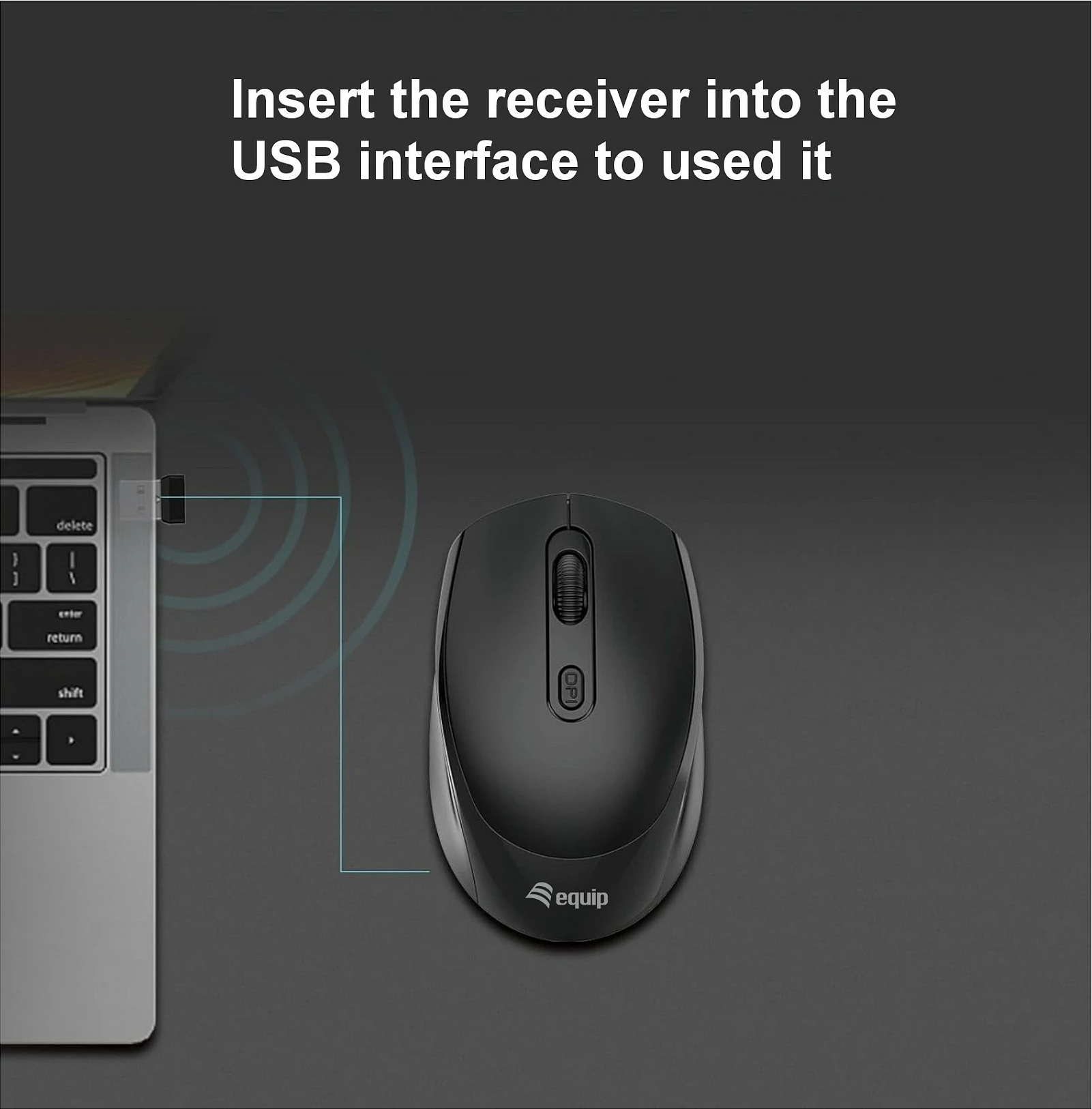 Maus wireless EQUIP Kompaktmaus Dual Mode, 1600 DPI, 4 butona, i zi