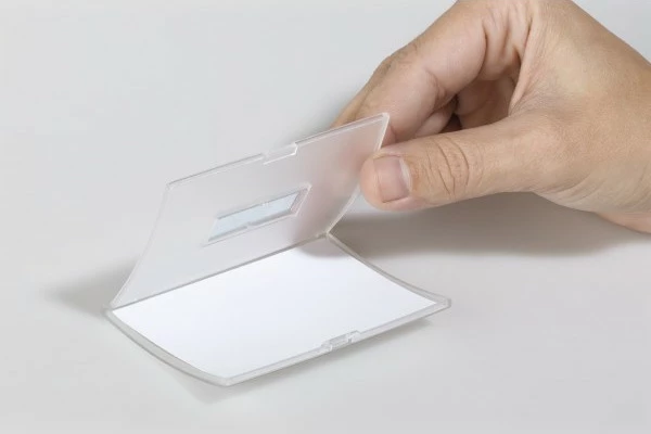 Badge Durable Click Fold, 75x40mm, 10 copë, transparent