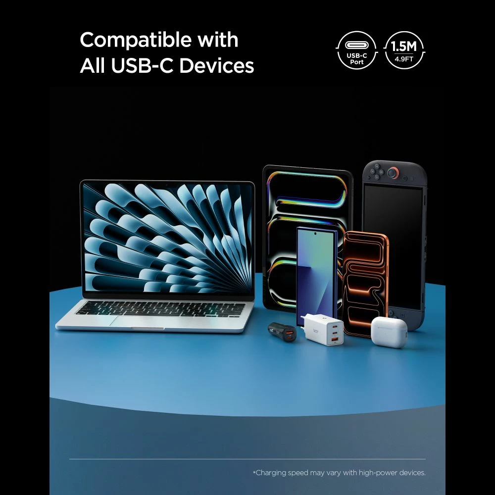 Kabllo USB-C/USB-C Spigen Essential EB10010CC 100W 100 cm USB 3.2 Gen 1 5 Gb/s, e zezë, 1 copë