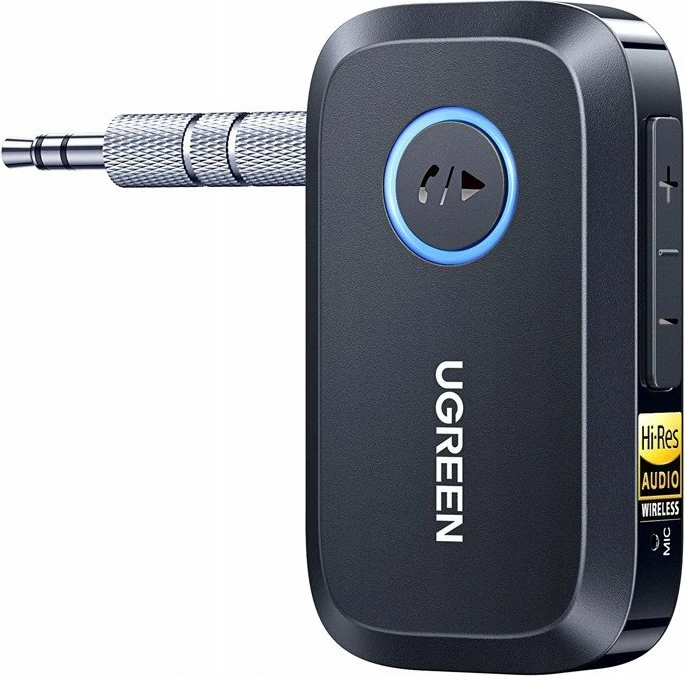 Adapter Bluetooth marrës Ugreen 55546, Bluetooth 6.0, LDAC Hi-Res, AUX 3.5mm, USB-C, bateri deri 17 orë, i zi