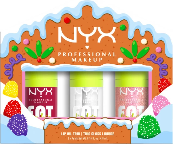 Set lip oil për femra NYX Professional MakeUp Holiday Fat Oil Trio Kit, 3x4.8ml multicolor