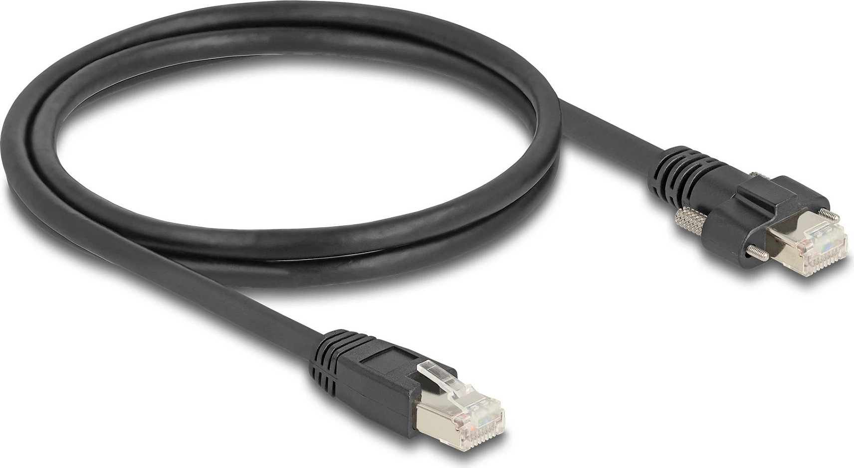 Kabllo rrjeti DeLOCK RJ45-RJ45 Cat6a S/FTP 1m, me vida 20mm, e zezë