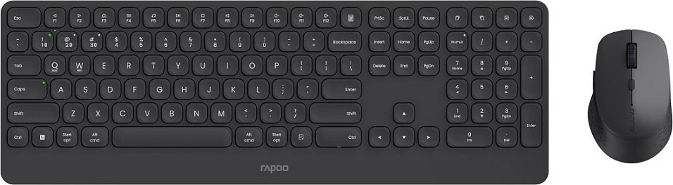 Tastierë wireless Rapoo 9390M, full-size 100%, Bluetooth/2.4GHz, QWERTY, me Maus, Hiri e errët