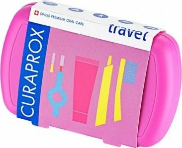 Set udhëtimi për higjienë orale Curaprox Travel Set CS 5460 ultra soft, pastë dhëmbësh 10 ml, 2 furça interdentale, 1 copë, rozë