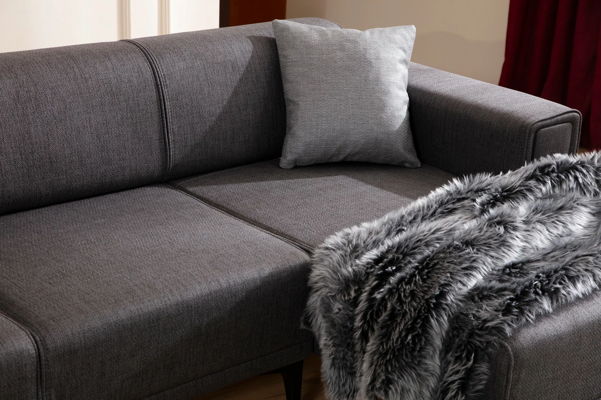 Kënd divan-krevat Atelier del Sofa, Horizon, kënd i djathtë, ngjyrë gri e errët