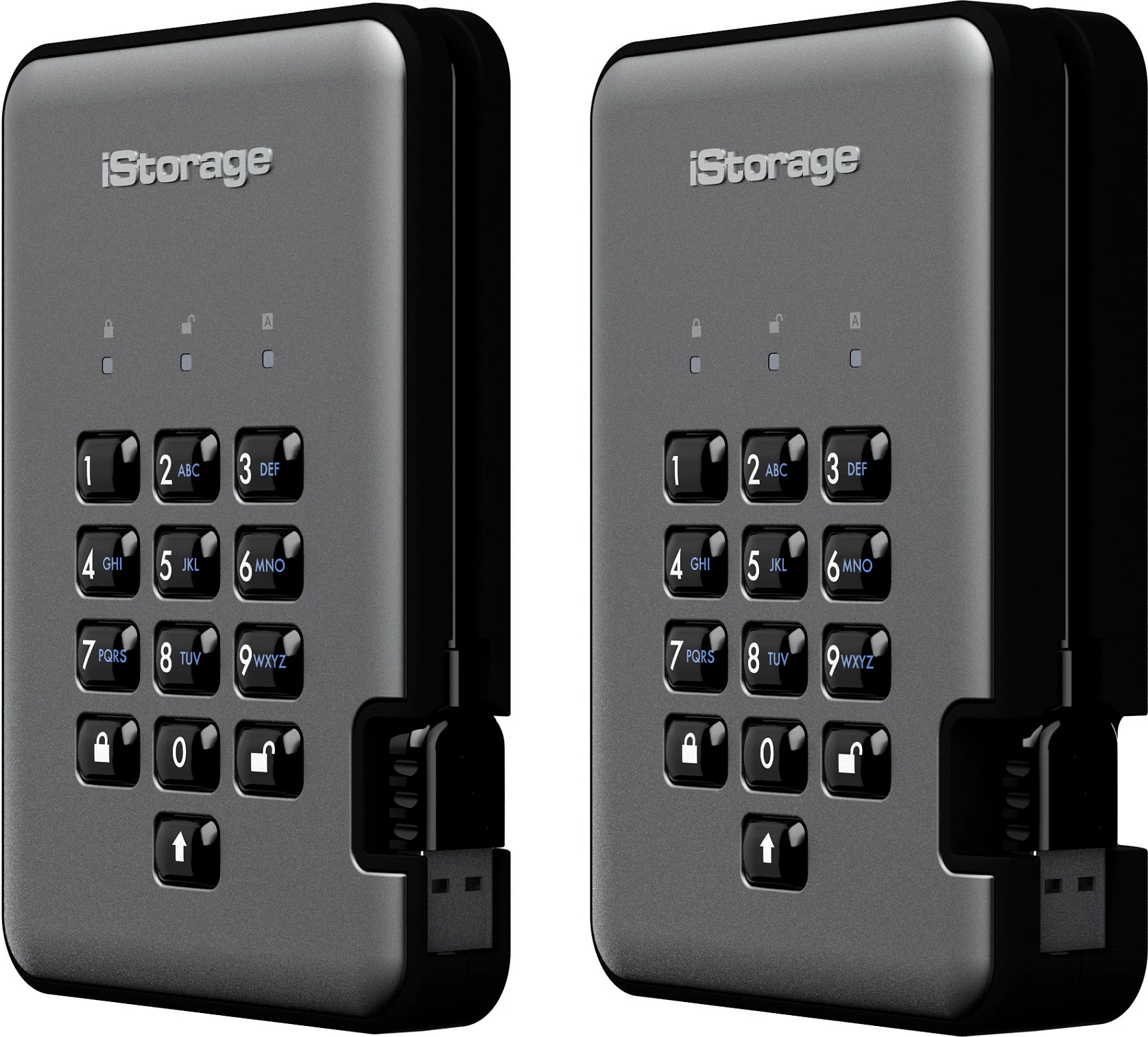 Hard disk ekstern iStorage diskAshur Pro2 4TB, USB 3.2, 2.5", enkriptim AES-XTS 256-bit, me tastierë, i zi