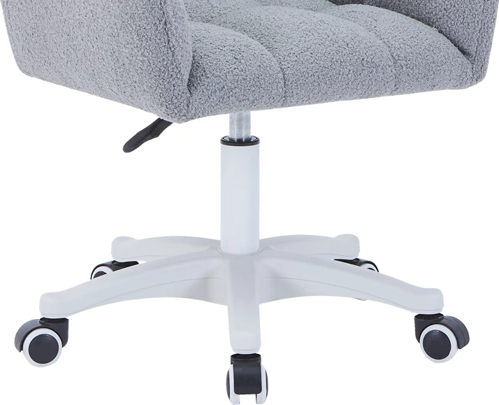 Karrige rrotulluese për zyre, stof teddy ngjyrë hiri, 55x50x76-86cm