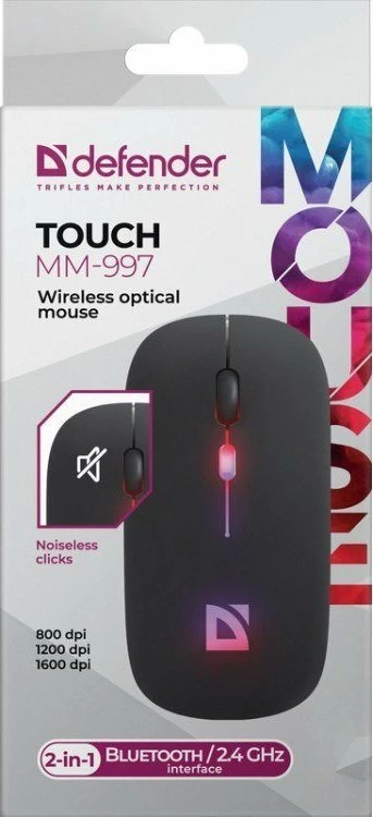 Maus Defender Touch MM-997 1600 DPI wireless USB, e zezë
