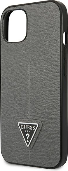 Mbështjellës Guess Saffiano Triangle për iPhone 13 mini, Hardcase, Argjendtë