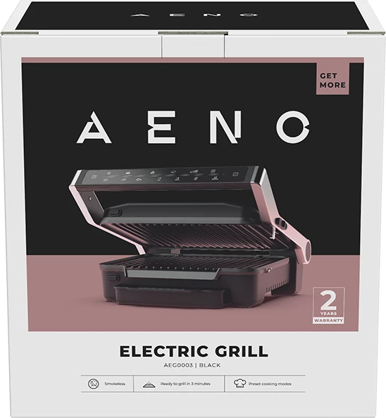 Grill elektrik AENO EG3 2000W, 7 programe + mod manual, pllaka 292x230mm, i zi