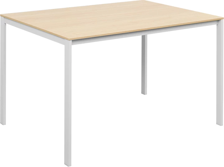 Tavolinë Faragio, ngjyrë natyrale, këmbë metalike të bardha, 120x75x75cm