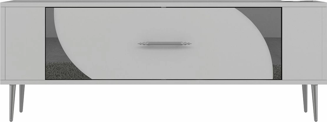 Komodë TV Skye Decor Retrop2, e bardhë, argjend