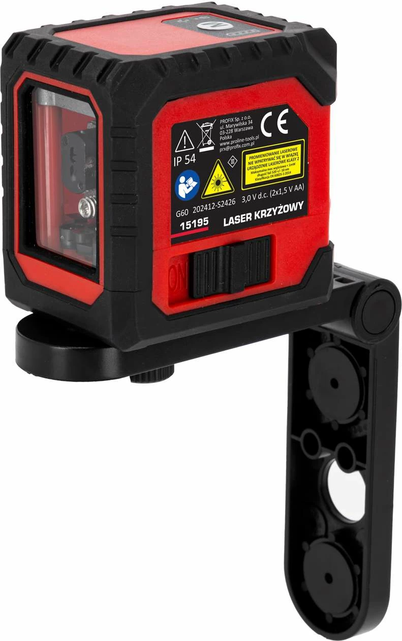 Nivel lazer kryq PROLINE 15195, 2 linja, 25 m, rreze e gjelbër, set me mbajtëse muri + adapter 5/8\" + çantë