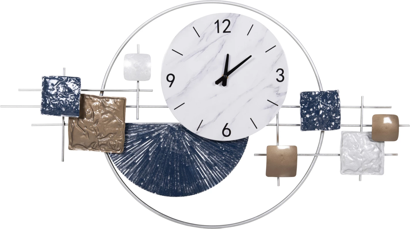 Orë muri metalike FH4209, e bardhë me tregues dhe numra të zinj, 92x51H cm