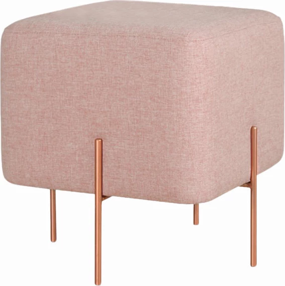 Puf bohem, ngjyrë rozë, këmbë bakri, 40x42x40cm