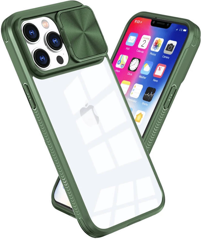 Mbështjellës ONASI Lens Cover për Samsung Galaxy A14, silikon i hollë me grip të mirë, me mbrojtje kamere, transparent/jeshile