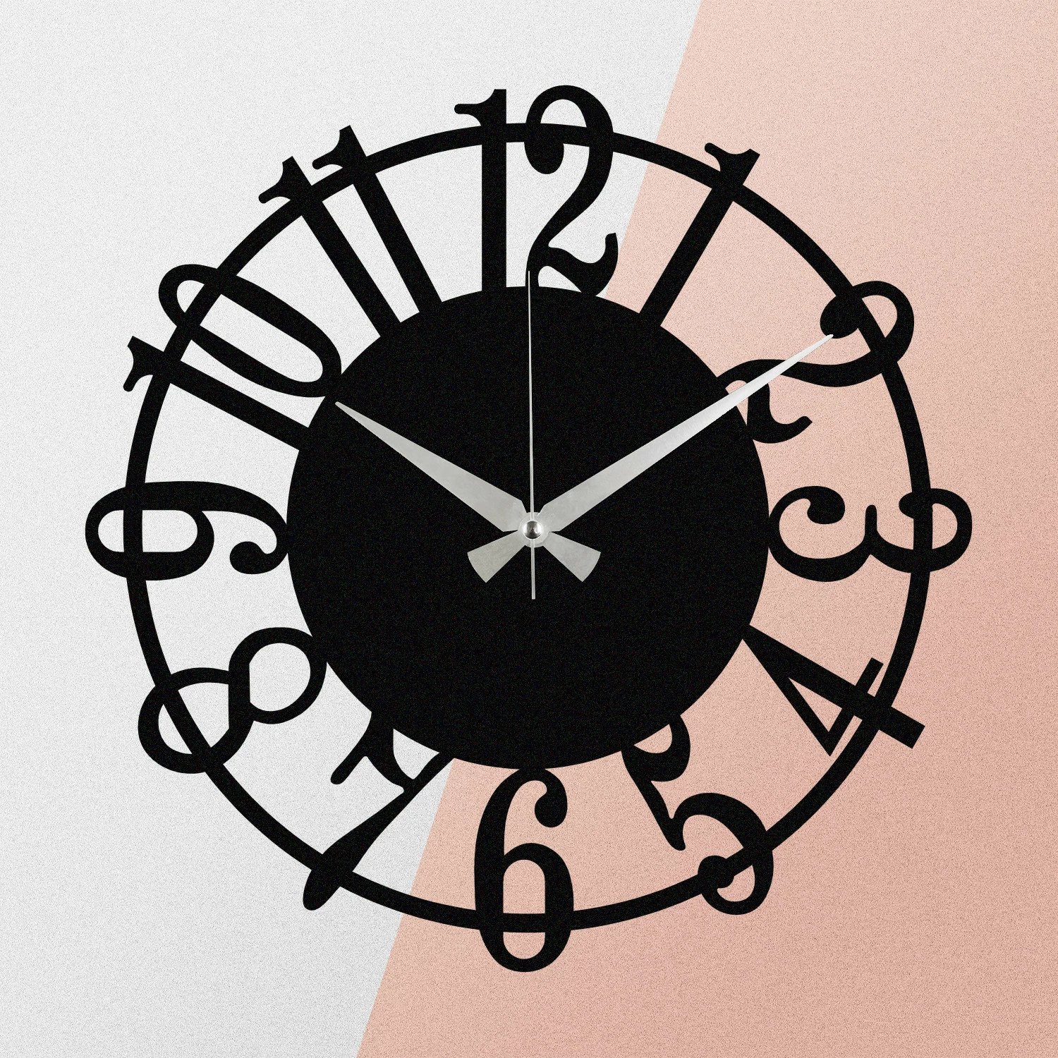Orë muri dekorative prej metali, Wallity Enzoclock - S006, e zezë, 48x48cm