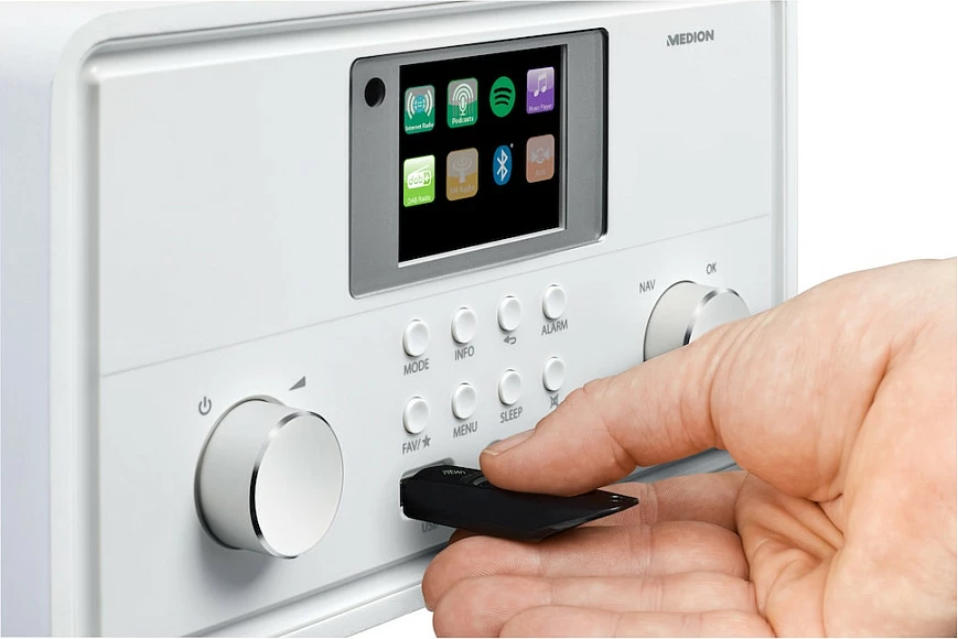 Radio interneti Medion MD 88069, DAB+/FM, Bluetooth, Wi‑Fi, 20W, e bardhë