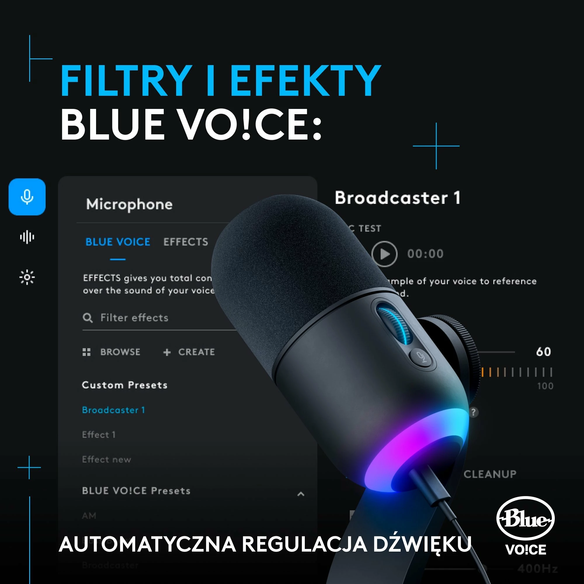 Mikrofon Logitech G Yeti GX 988-000569 USB/USB-C dinamik superkardioid me RGB LIGHTSYNC, i zi