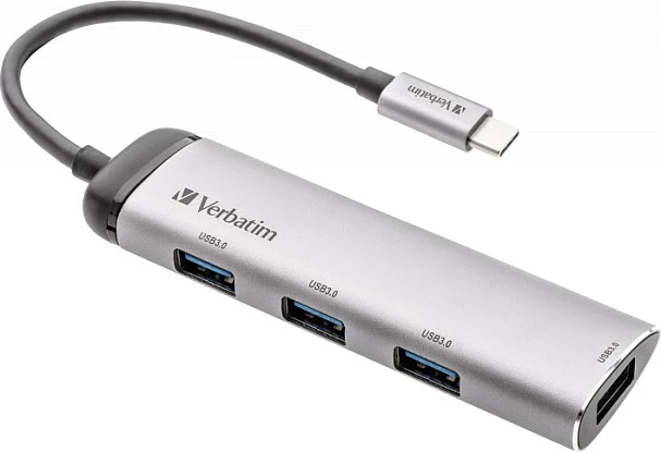 USB-C HUB Verbatim Multiport 4x USB-A USB 3.2 Gen 1, 0.15 m, gri