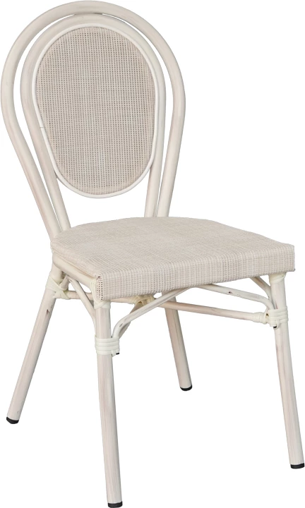 Karrige e grumbullueshme Nacia, alumin-tekstilen, e bardhë, 45x59x85cm