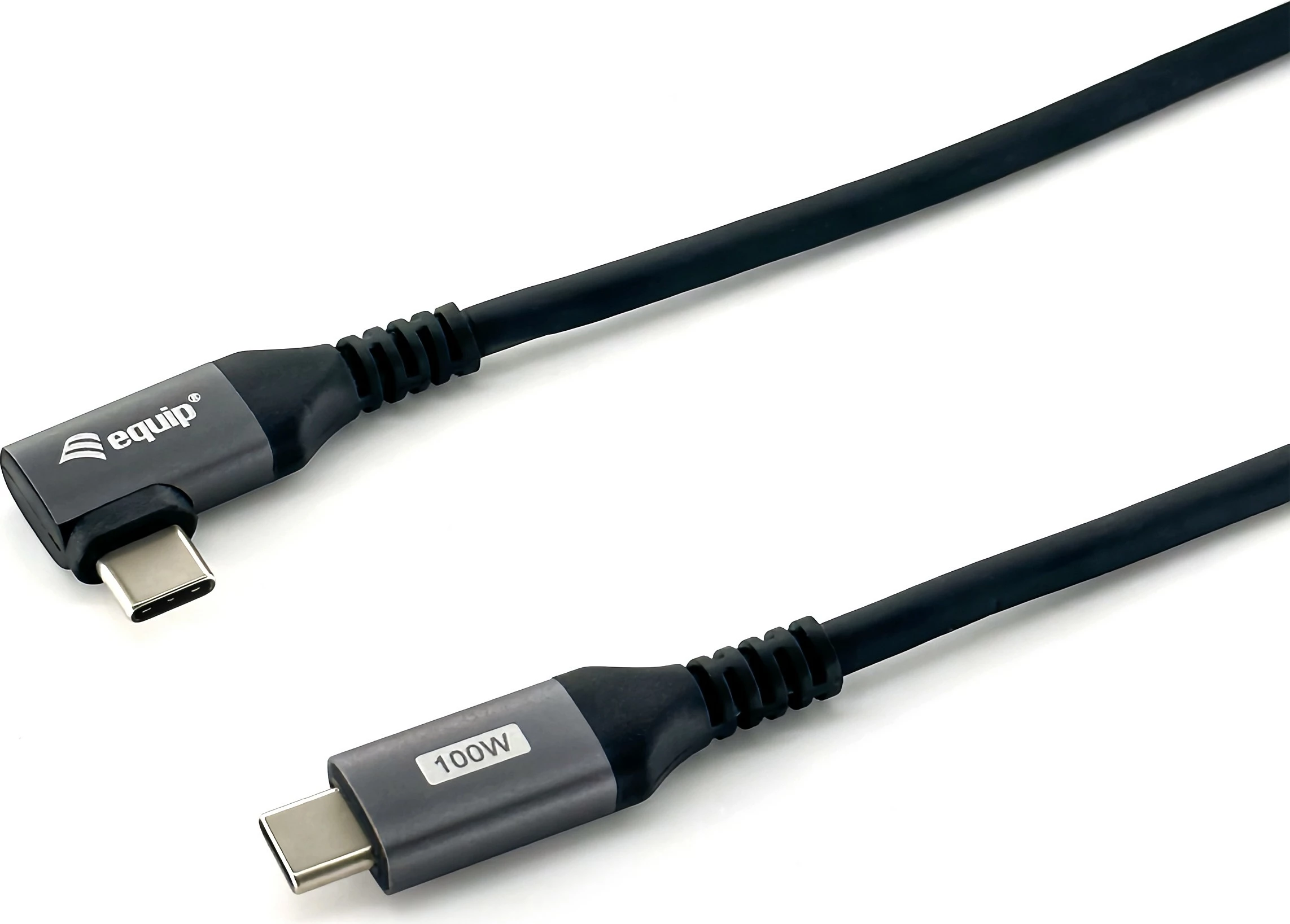 Kabëll USB C në C 90° Equip 128892, 2m, 100W, USB 2.0, i zi