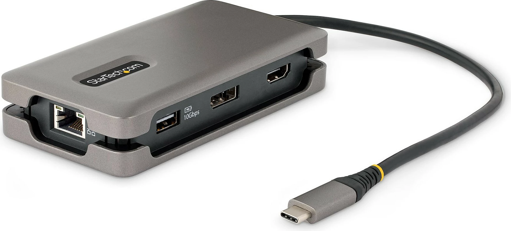 Adapter multiport USB-C StarTech, mini docking station, 4K 60Hz HDMI/DisplayPort, 3x USB, Gigabit LAN, PD 100W, gri