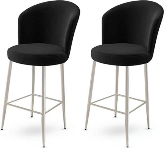 Set karrigesh për bar (2 copë), Hanah Home, Fora, e zezë, krom
