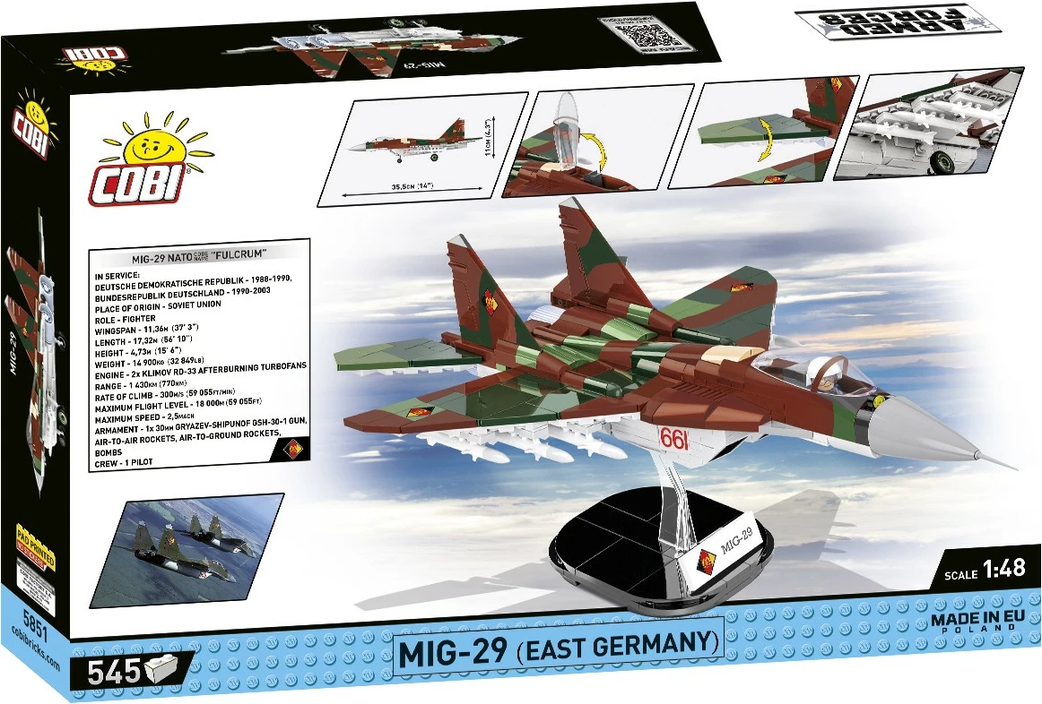 Set blloqe Cobi Klocki MiG-29 Armed Forces, 545 pjesë, Kamuflazh