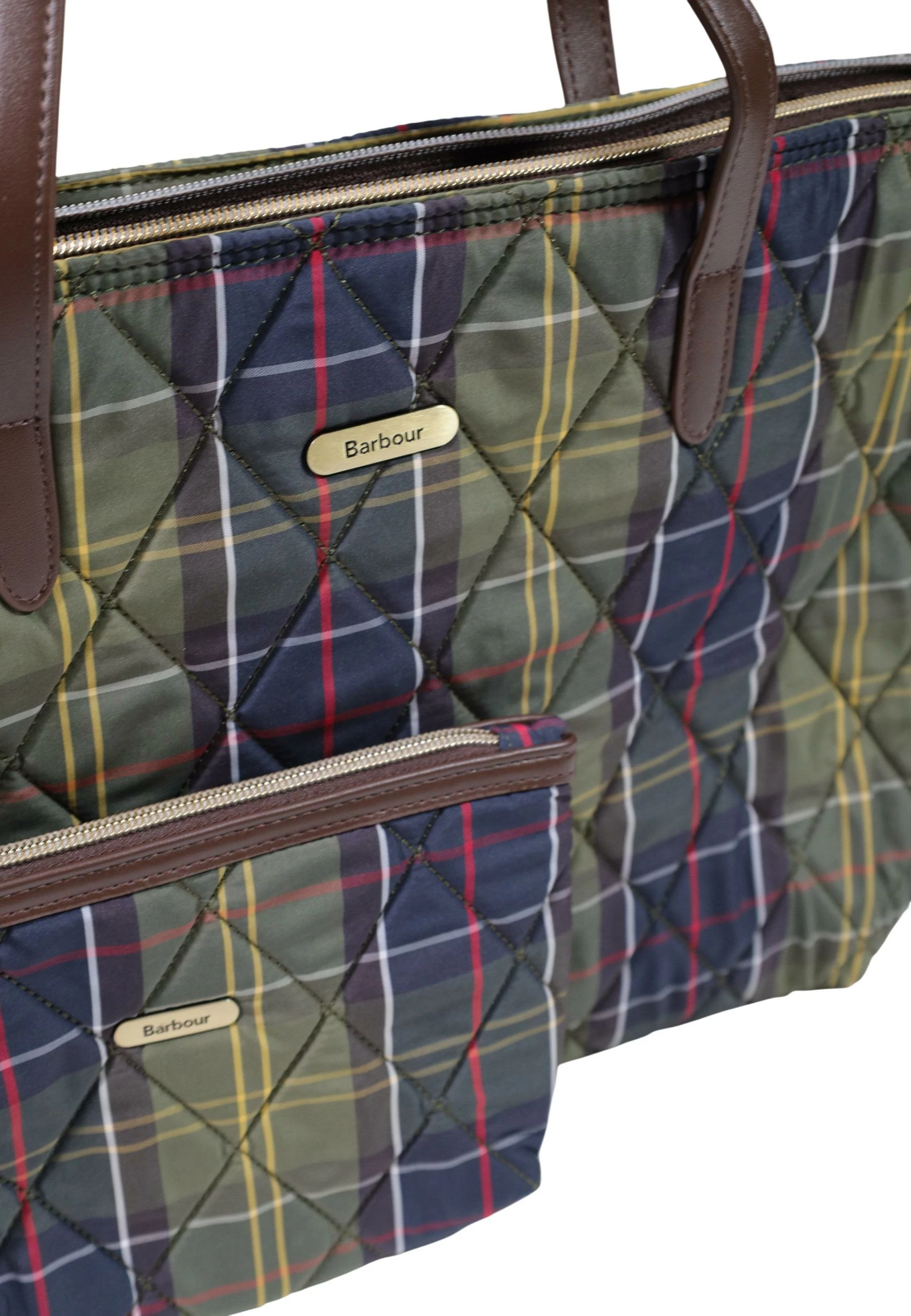 Çantë shopper për femra Barbour Wetherham Quilted Tartan 262MLBA0344, e gjelbër