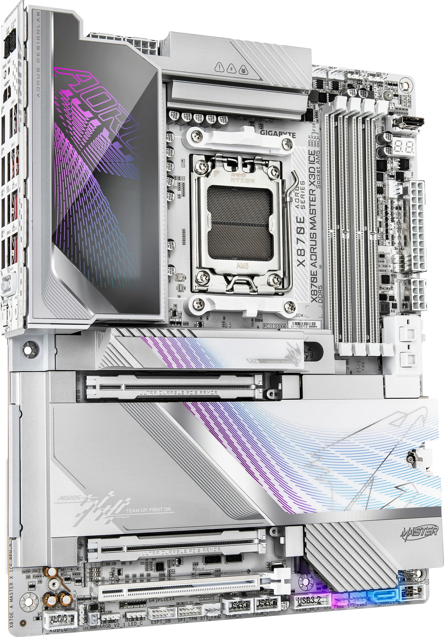 Pllakë amë Gigabyte X870E AORUS MASTER X3D ICE, Socket AM5, DDR5, Wi‑Fi 7, 10GbE, USB4, e bardhë