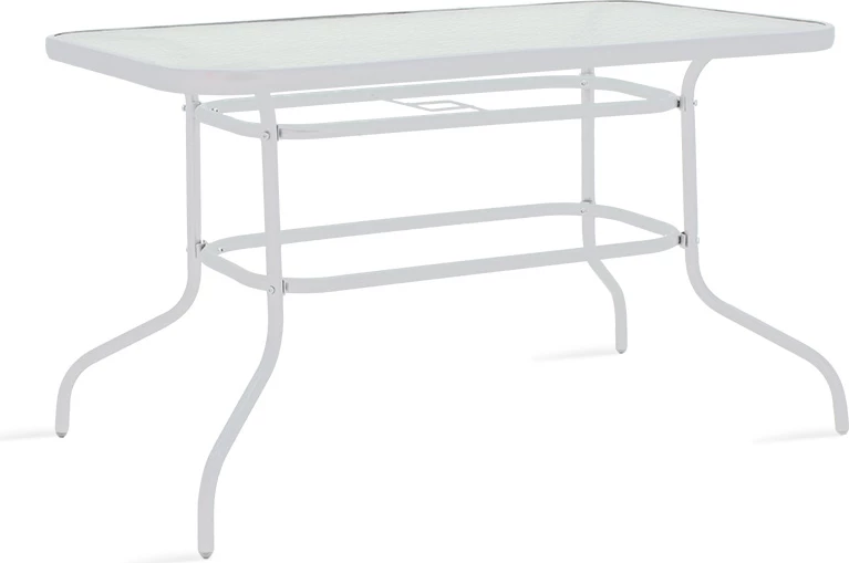 Tavolinë Ensure metal bardhë-xham 120x70x70cm