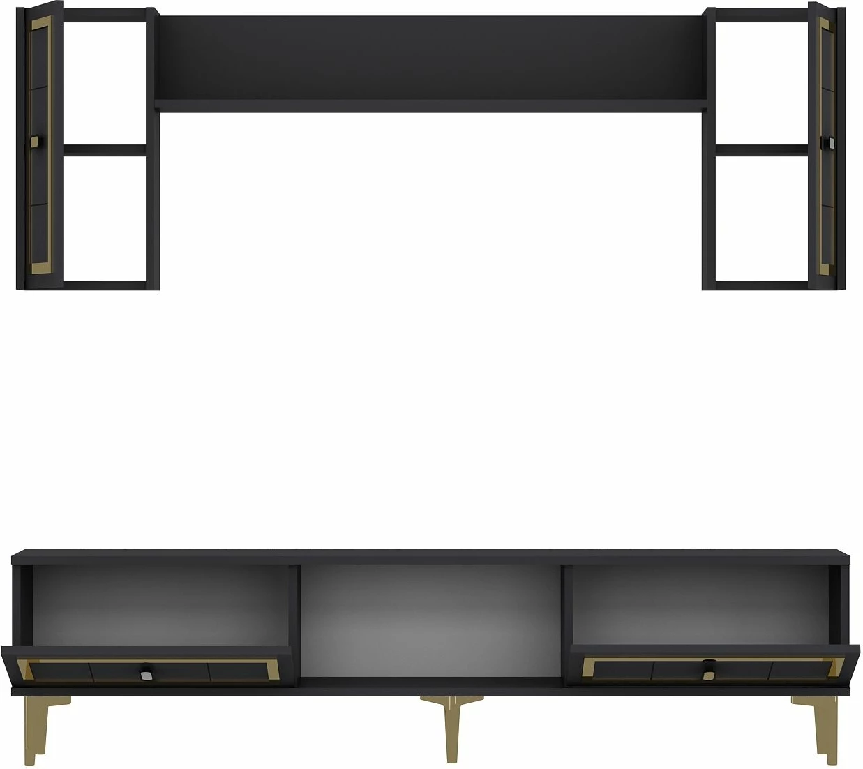 Komodë TV Skye Decor, ngjyrë antracit, ar