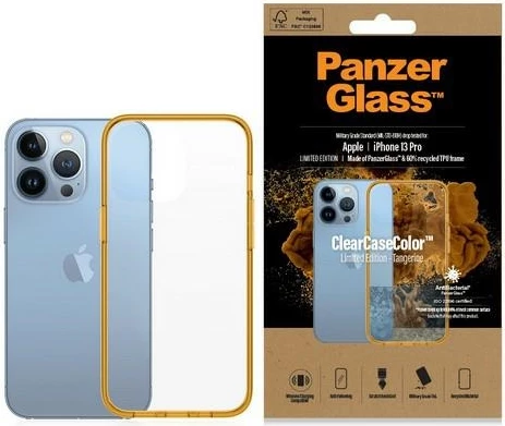 Mbështjellës PanzerGlass ClearCase, për iPhone 13 Pro, Transparent/Verdhë