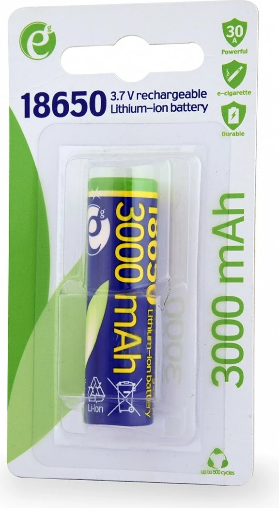 Bateri rikarikueshme Li-ion Gembird EG-BA-18650-10C/3000 18650 3000mAh 3.7V, pol i sheshtë, 1 copë
